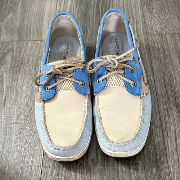 Sperry Blue and Cream Boat Shoes Size 9 - Picture 2 of 8